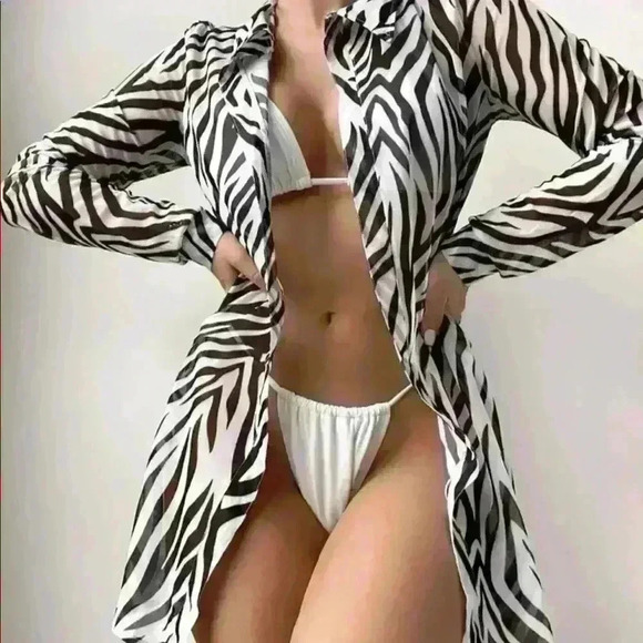 SHEIN Other - 3packs halter triangle thong bikini swimsuit & kimono